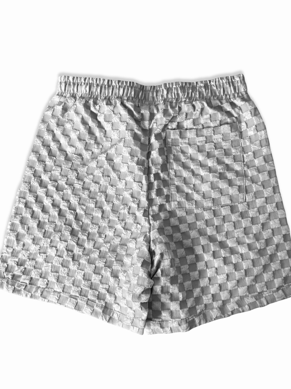 Fashion Nova Men Crinkle Textured Checkered Shorts in Grey Available as SET -NWT - Picture 3 of 10